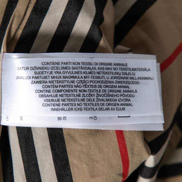 Pre Owned Burberry Beige Icon Striped Cotton & Synthetic Sleeve Tunic Top S