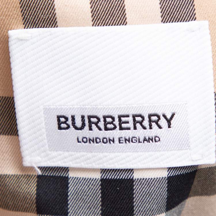 Pre Owned Burberry Beige Checkered Cotton Button Front Belted Shirt Dress XL