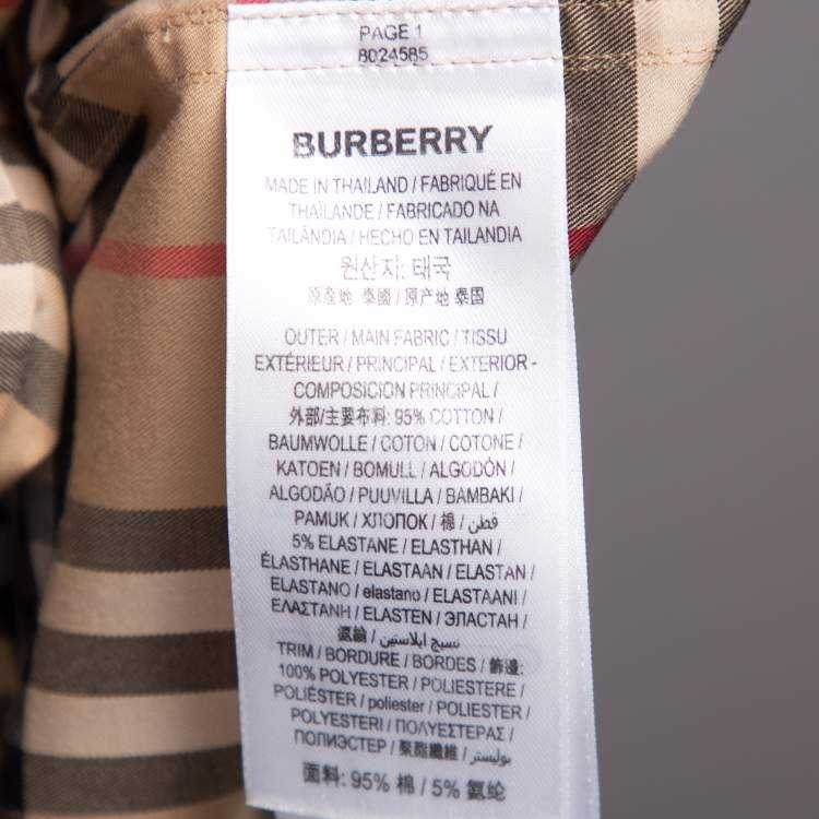 Pre Owned Burberry Beige Checkered Cotton Button Front Belted Shirt Dress XL