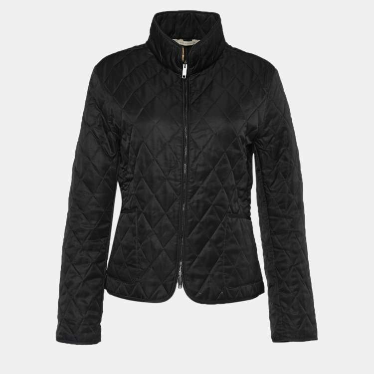 Pre Owned Burberry Black Quilted Zip Front Jacket M