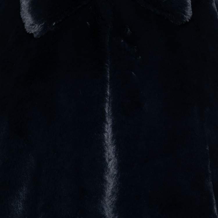 Pre Owned Burberry Navy Blue Faux Fur Cape Jacket XS