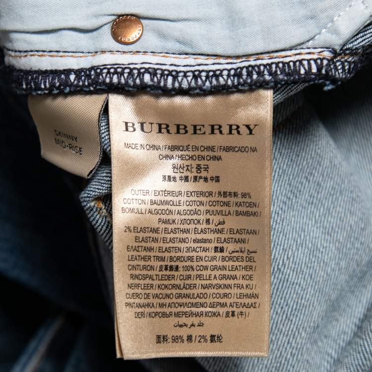 Pre Owned Burberry Blue Denim Skinny Mid-Rise Jeans L