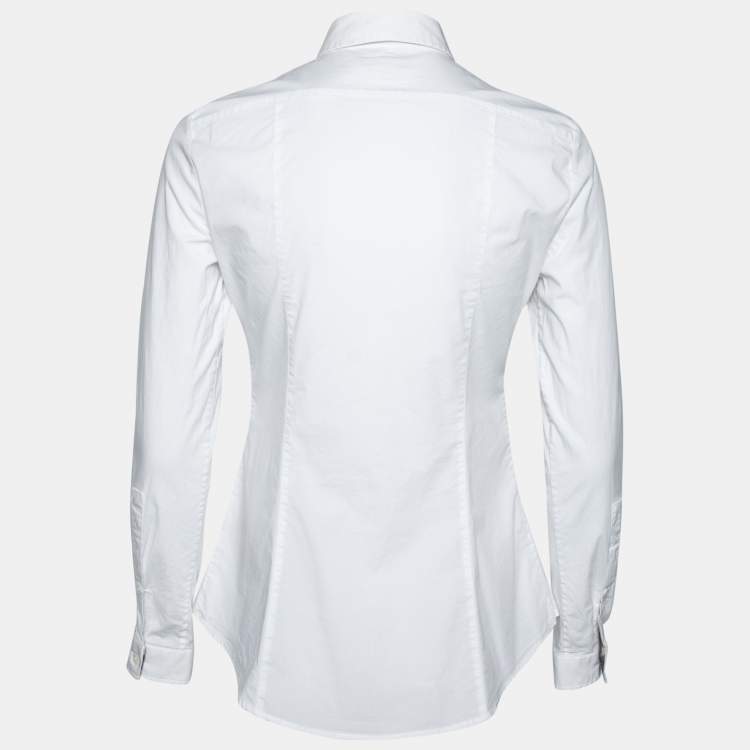 Pre Owned Burberry Brit White Cotton Long Sleeve Button Front Shirt S