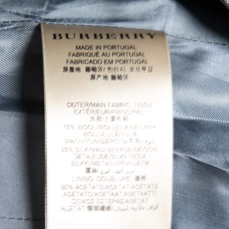 Pre Owned Burberry Blue Textured Wool Blazer S