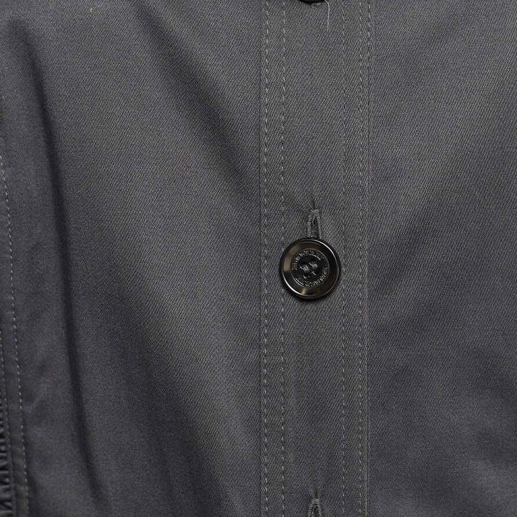 Pre Owned Burberry Grey Cotton Short Sleeve Button Front Shirt Dress M