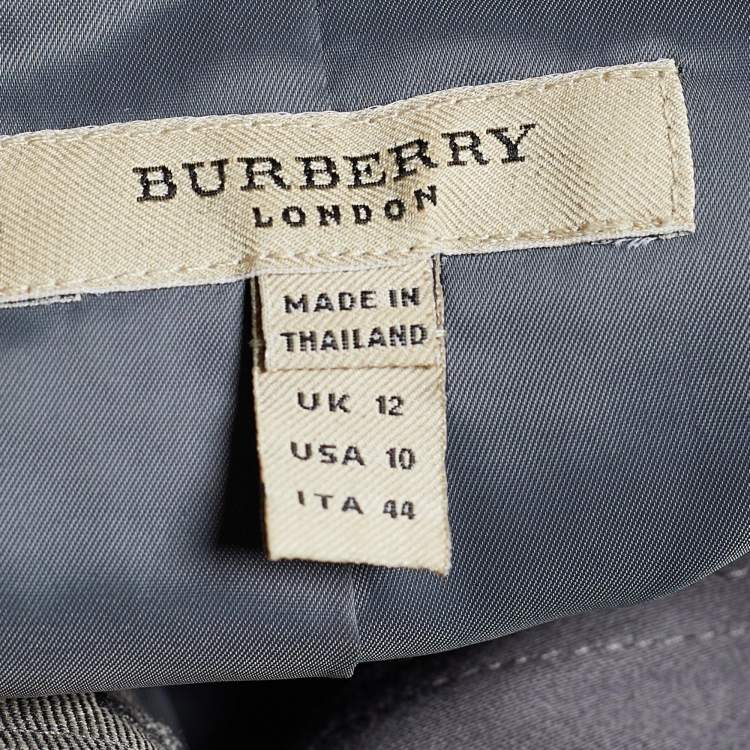 Pre Owned Burberry Grey Cotton Short Sleeve Button Front Shirt Dress M