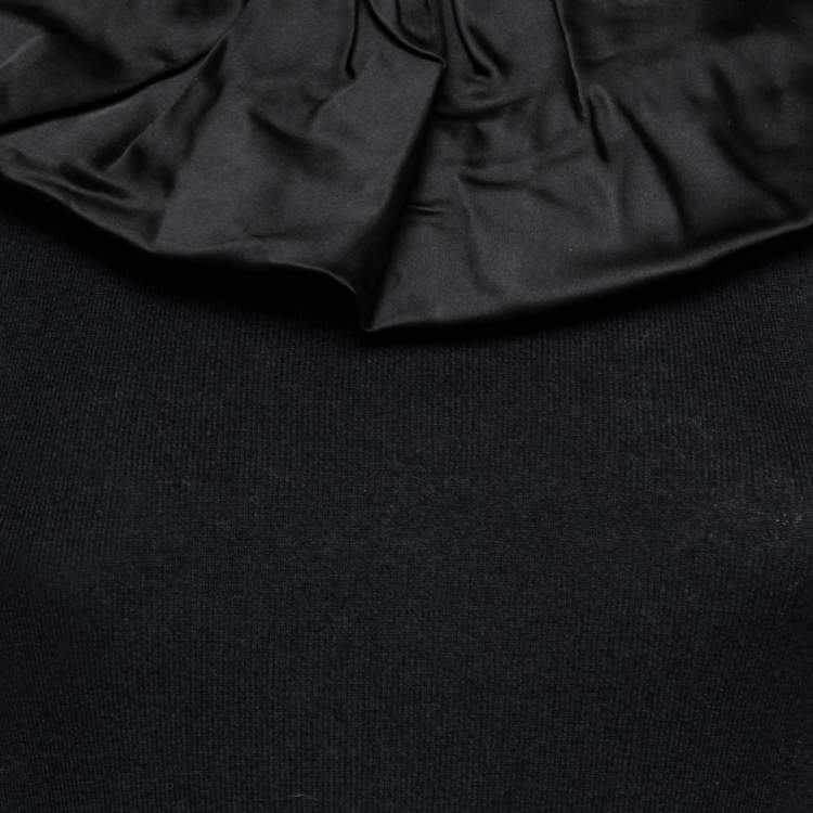 Pre Owned Burberry Black Knit & Satin Trimmed Sleeveless Top S