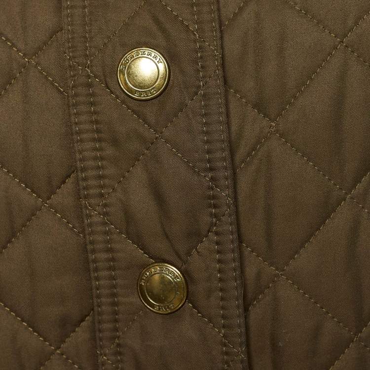 Pre Owned Burberry Brit Green Synthetic Quilted Button Front  Jacket M