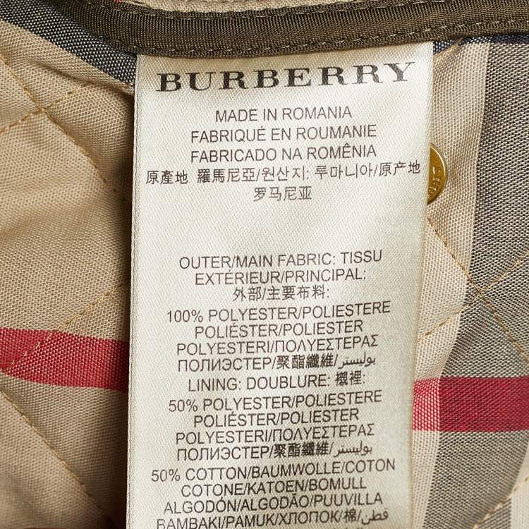 Pre Owned Burberry Brit Green Synthetic Quilted Button Front  Jacket M
