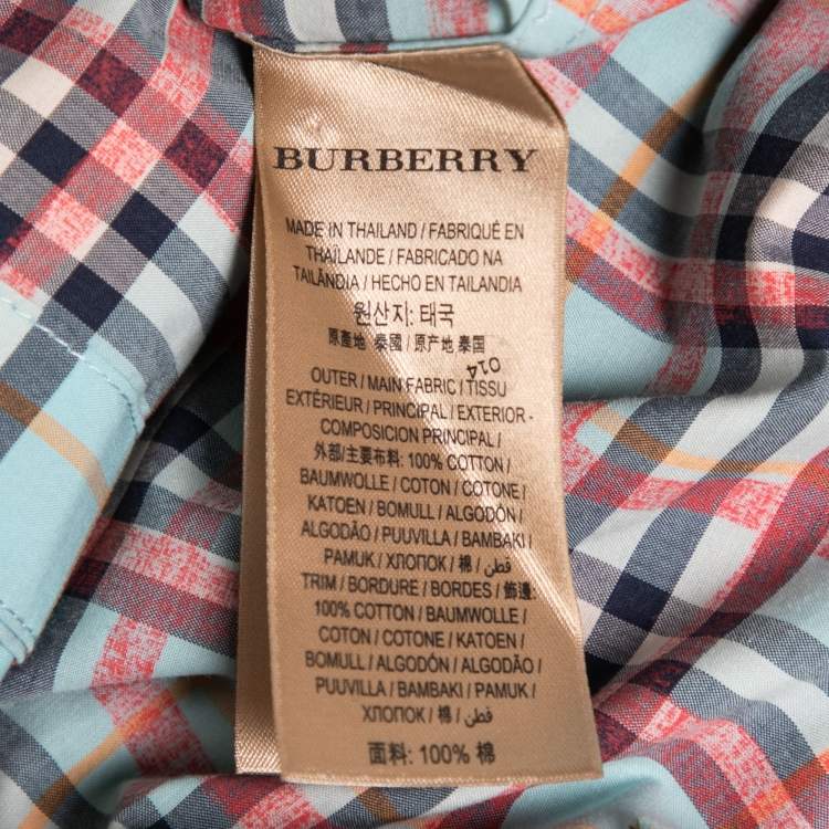 Pre Owned Burberry Red & Blue Plaid Saoirse Check Cotton Button Front Shirt L