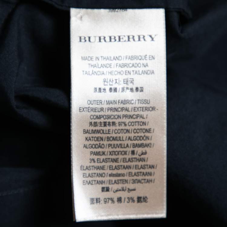 Pre Owned Burberry Black Cotton Novacheck Collar Detail Button Front Shirt S