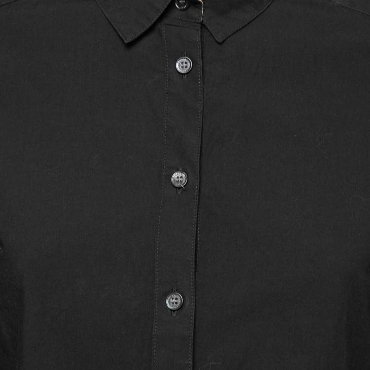 Pre Owned Burberry Black Cotton Novacheck Collar Detail Button Front Shirt S
