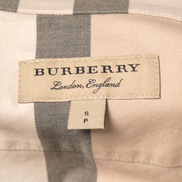 Pre Owned Burberry Beige Nova Check Cotton Button Front Shirt S