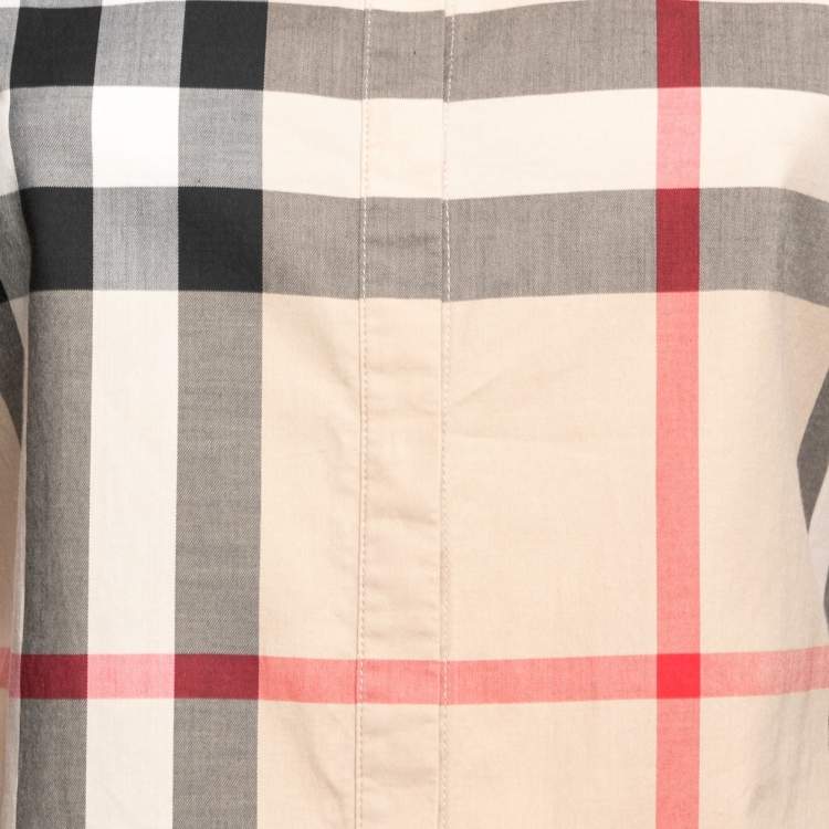 Pre Owned Burberry Beige Nova Check Cotton Button Front Shirt S