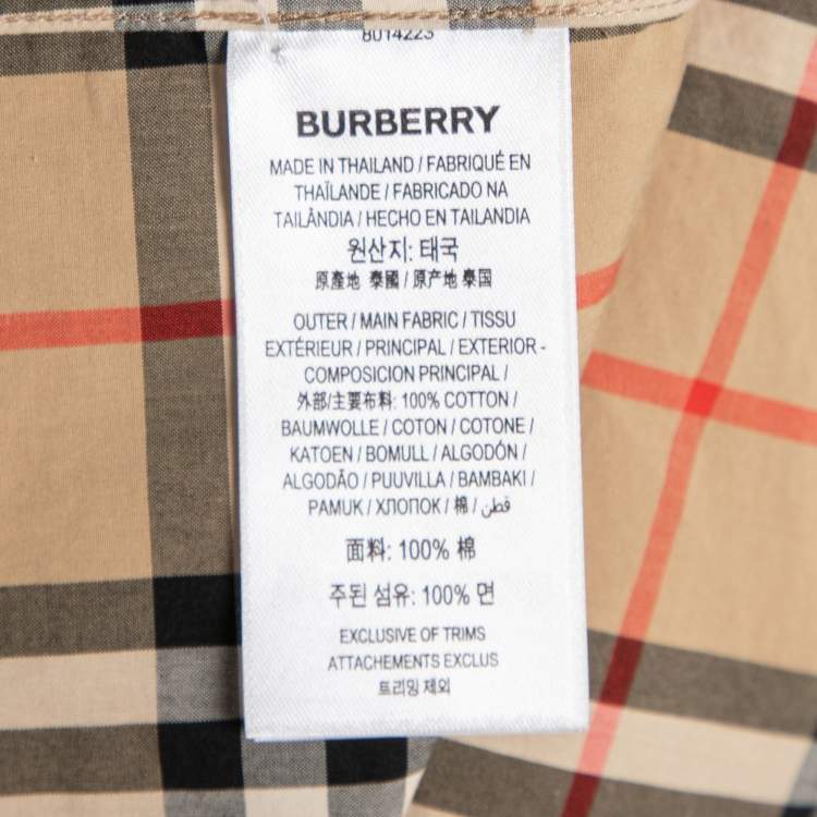 Pre Owned Burberry Beige Checked Cotton Short Sleeve Oversized Shirt S