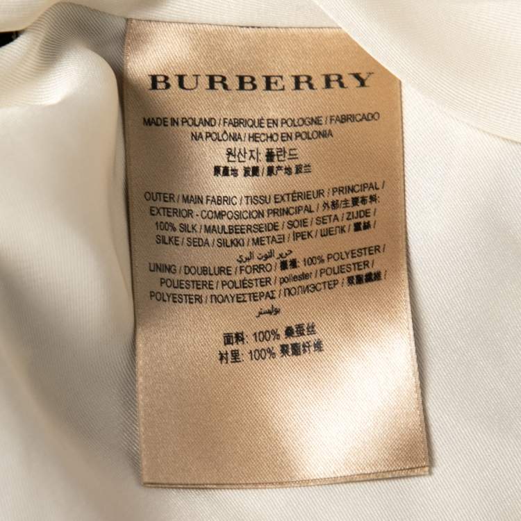 Pre Owned Burberry Multicolor Scarf Print Silk Pleated Long Sleeve Midi Dress M