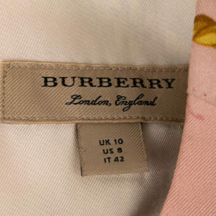 Pre Owned Burberry Multicolor Scarf Print Silk Pleated Long Sleeve Midi Dress M