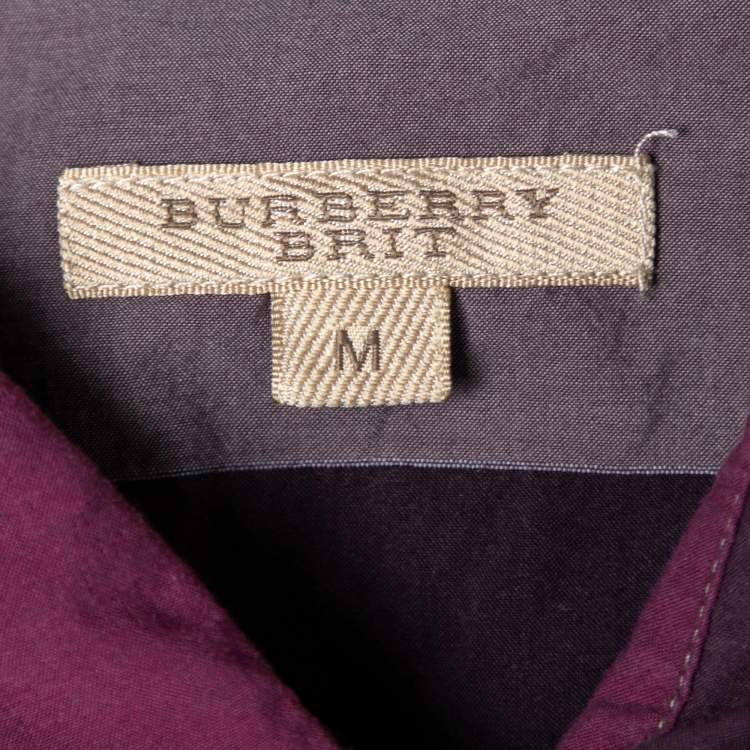 مملوكة مسبقًا Burberry Purple Nova Check Cotton Button Front Shirt M