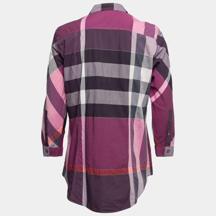 Burberry Purple Nova Check Cotton Button Front Shirt M Burberry TLC
