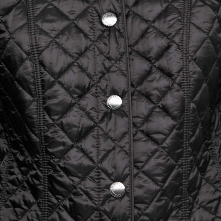 Pre Owned Burberry Black Quilted Synthetic Kencott Jacket S