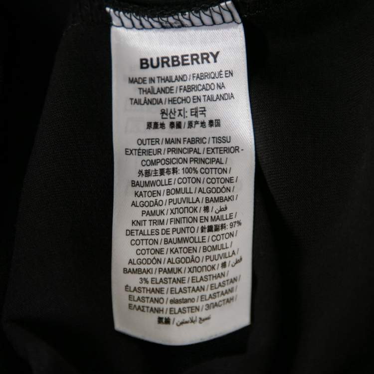 مملوكة مسبقًا Burberry Black Logo Print Cotton Crew Neck T-Shirt M