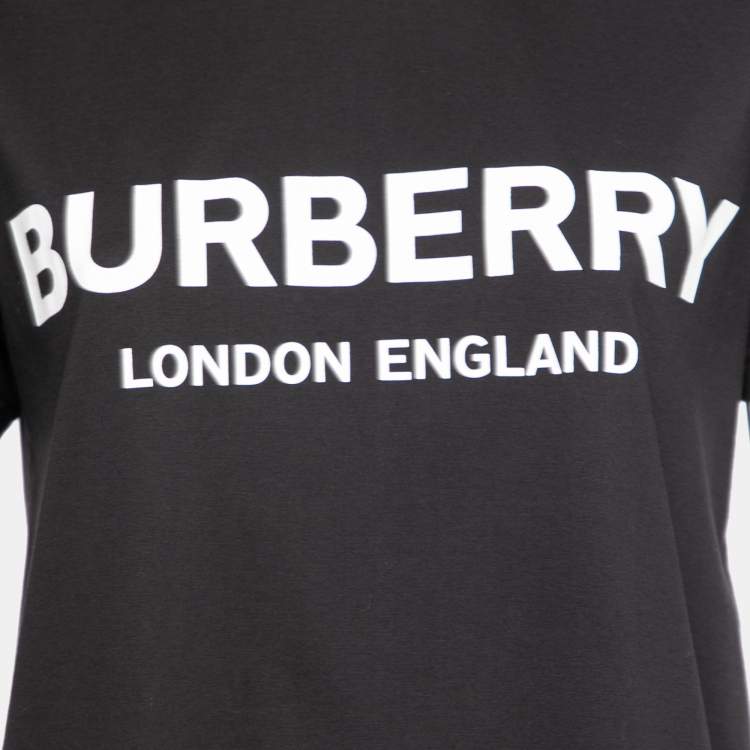 مملوكة مسبقًا Burberry Black Logo Print Cotton Crew Neck T-Shirt M