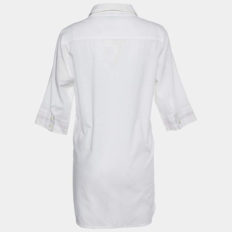 Pre Owned Burberry White Cotton Voile Tunic L