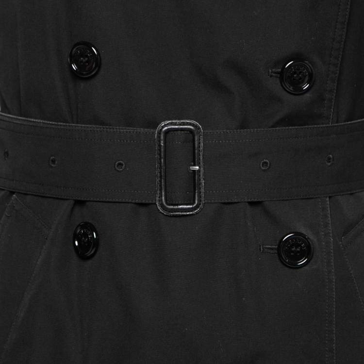 مملوكة مسبقًا Burberry Black Gabardine Double Breasted Belted Trench Coat S