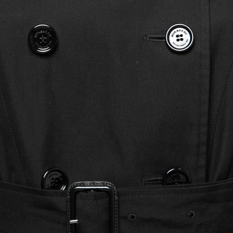 مملوكة مسبقًا Burberry Black Gabardine Double Breasted Belted Trench Coat S