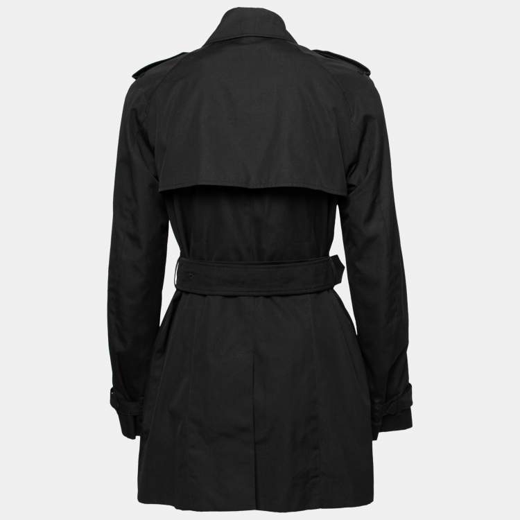 مملوكة مسبقًا Burberry Black Gabardine Double Breasted Belted Trench Coat S