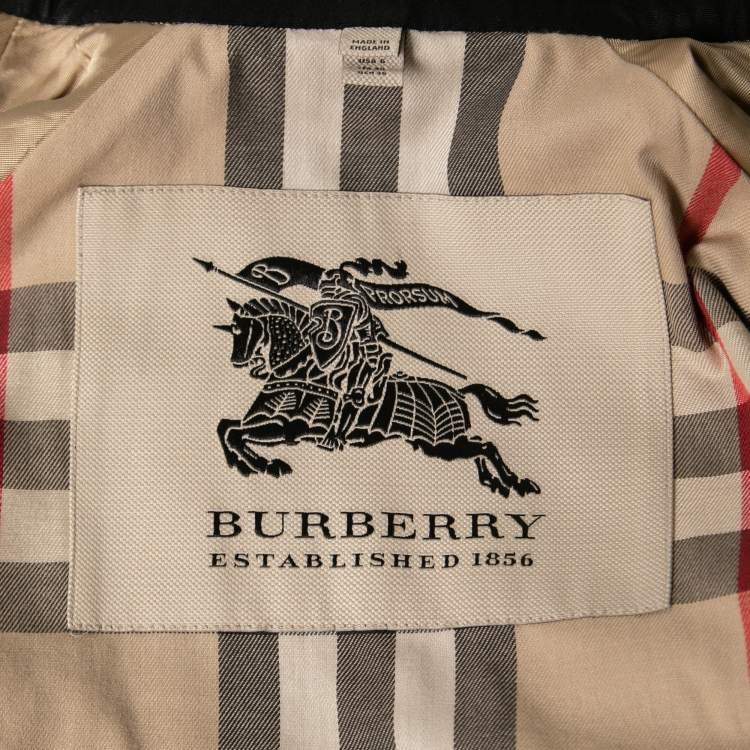 مملوكة مسبقًا Burberry Black Gabardine Double Breasted Belted Trench Coat S