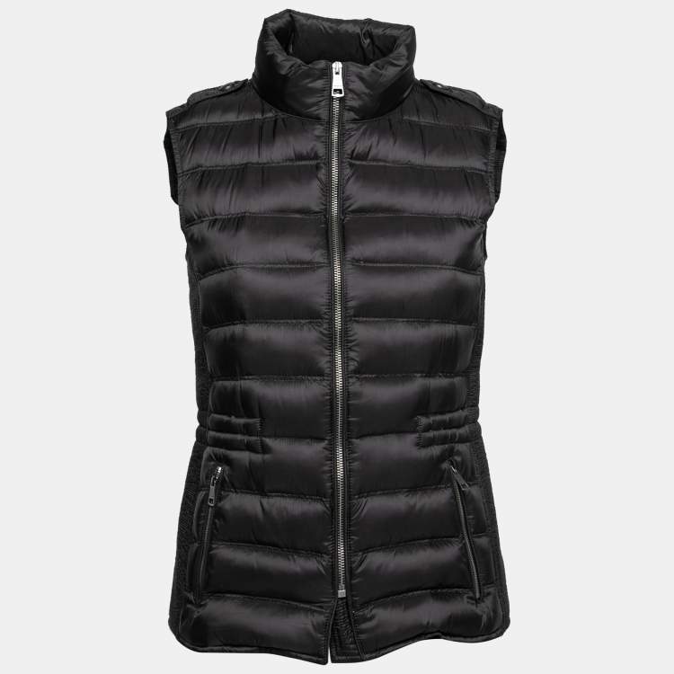 Pre Owned Burberry Brit Black Synthetic Sleeveless Padded Jacket S