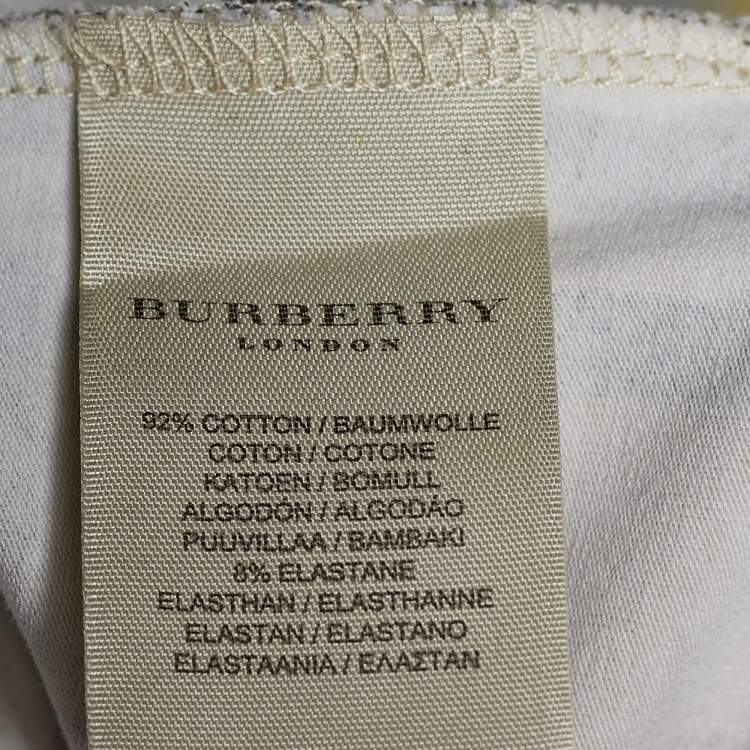 Pre Owned Burberry Beige Check Print Cotton Knit T-Shirt XL