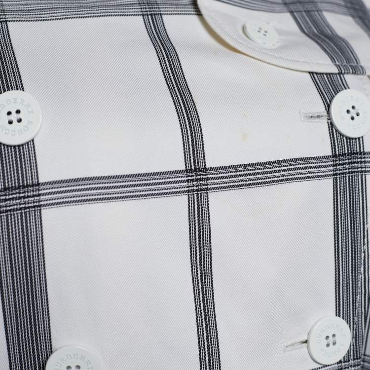 مملوكة مسبقًا Burberry White Check Cotton Double Breasted Trench Coat M