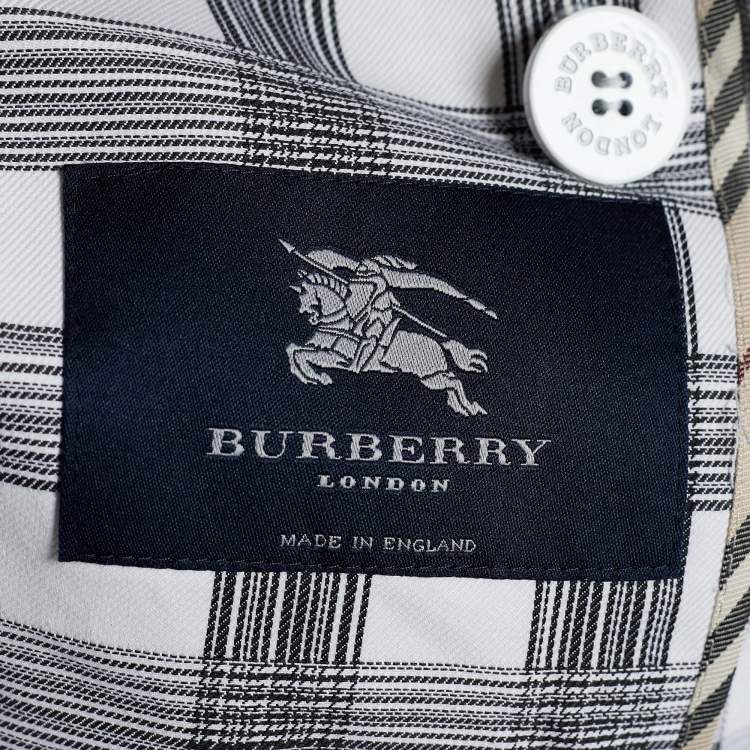 مملوكة مسبقًا Burberry White Check Cotton Double Breasted Trench Coat M