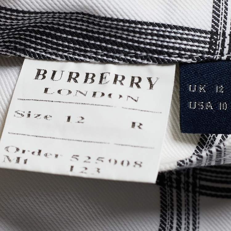 مملوكة مسبقًا Burberry White Check Cotton Double Breasted Trench Coat M