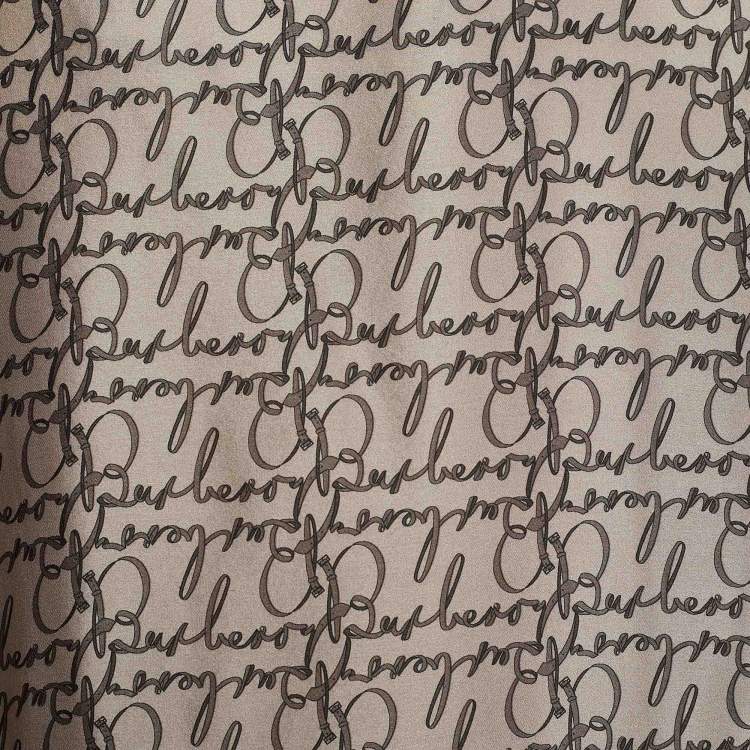 Pre Owned Burberry Beige Logo Print Silk Shirt XL