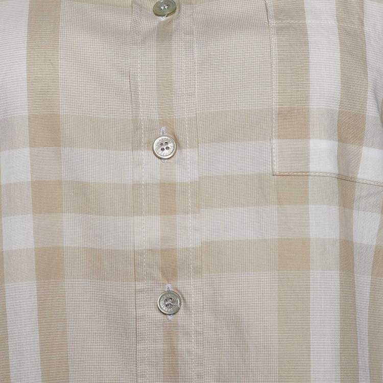 Pre Owned Burberry Beige Checkered Cotton Button Front Long Sleeve Shirt M