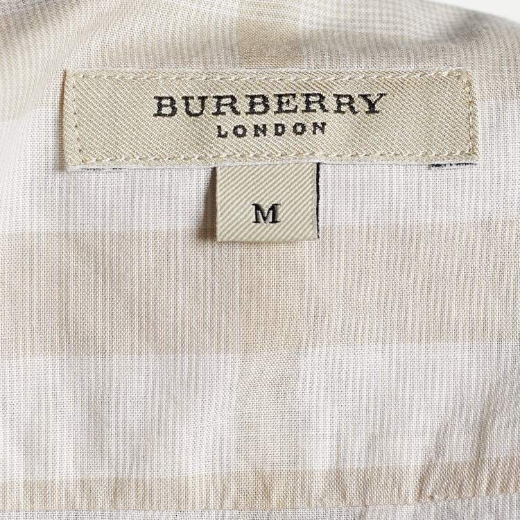 Pre Owned Burberry Beige Checkered Cotton Button Front Long Sleeve Shirt M