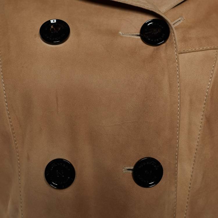 Pre Owned Burberry Prorsum Beige Suede Trench Coat M