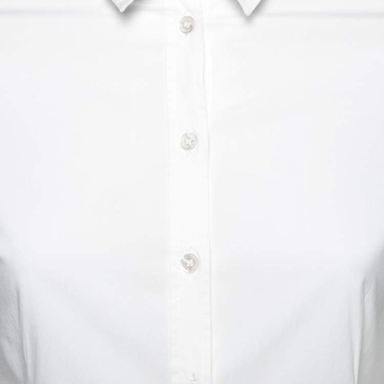 Pre Owned Burberry White Cotton Button Front Shirt S