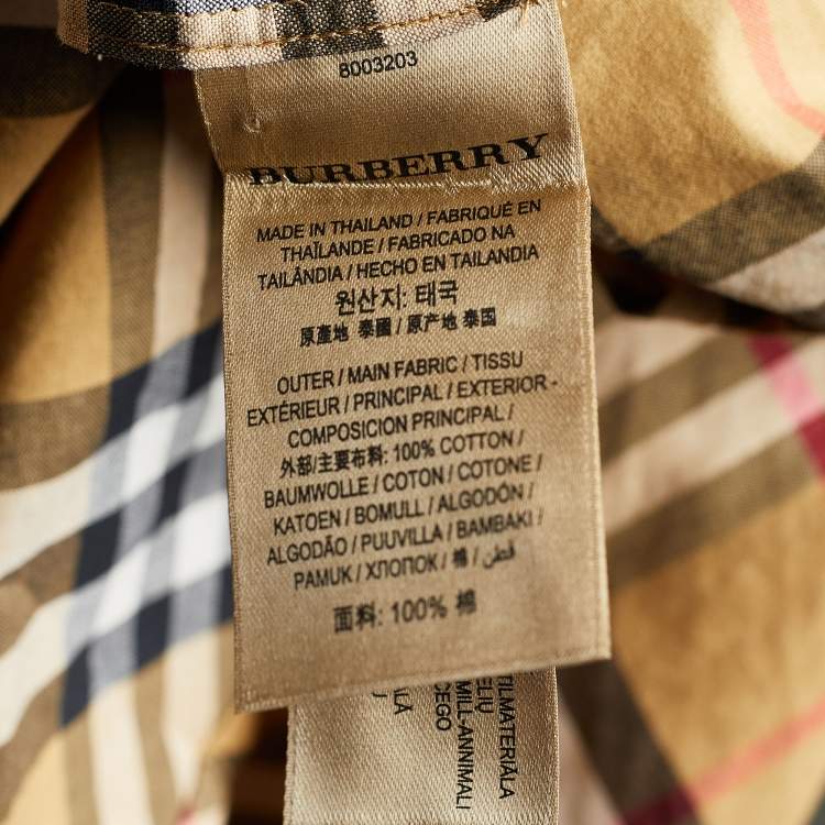 مملوكة مسبقًا Burberry Brown Isotto Check Cotton Belted Shirt Dress S