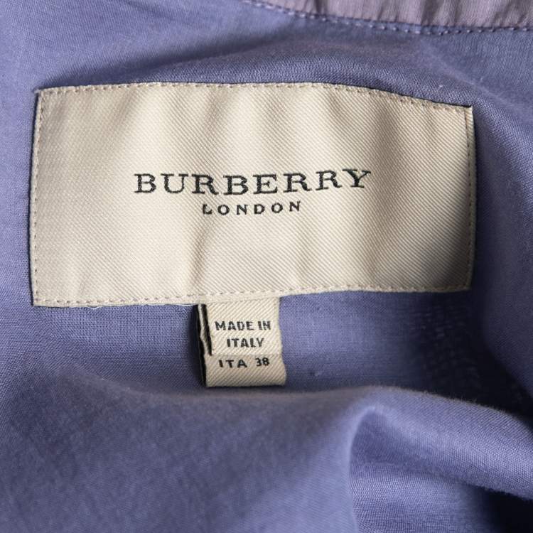 Pre Owned Burberry Purple Cotton Ruffled Neckline Sleeveless Midi Dress S