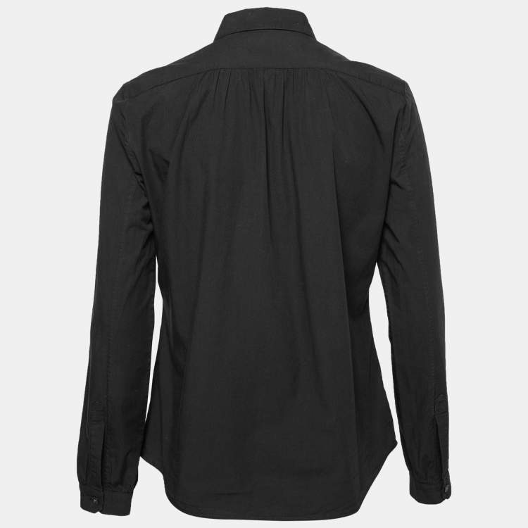 Pre Owned Burberry Black Cotton Button Front Shirt M