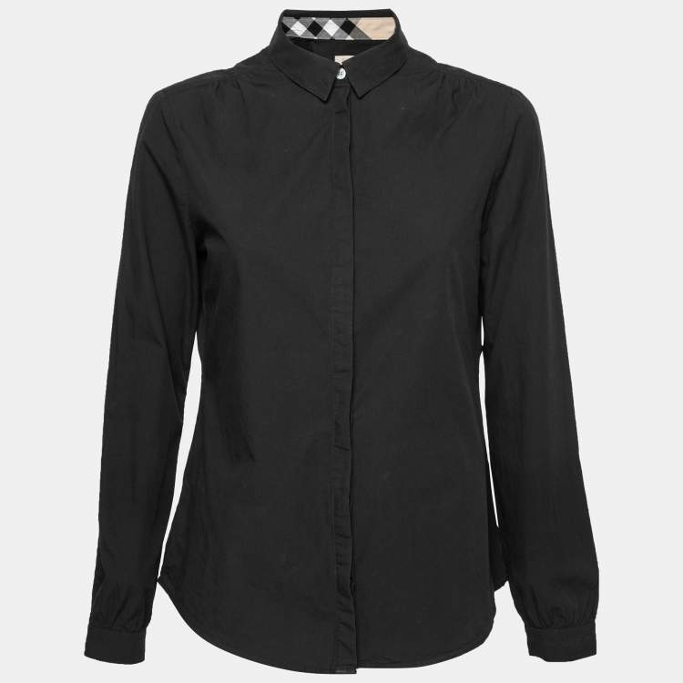 Pre Owned Burberry Black Cotton Button Front Shirt M