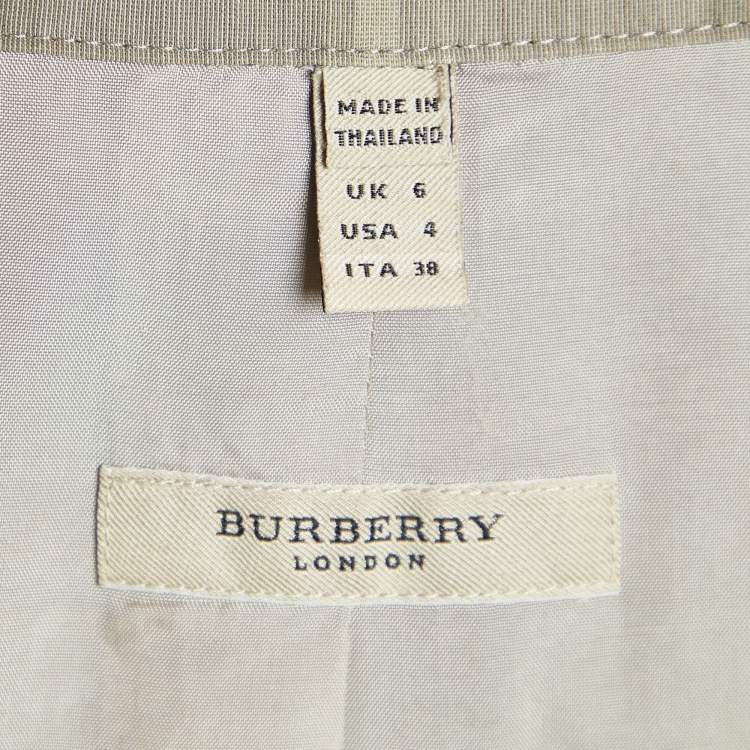 Pre Owned Burberry Grey Checked Cotton Blend Ruffled Detail Belted Shirt Dress S