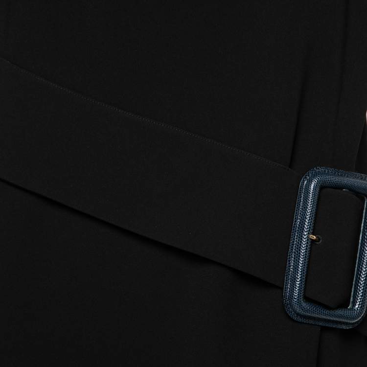 Pre Owned Burberry  Black Crepe Buckle Detail Dress M