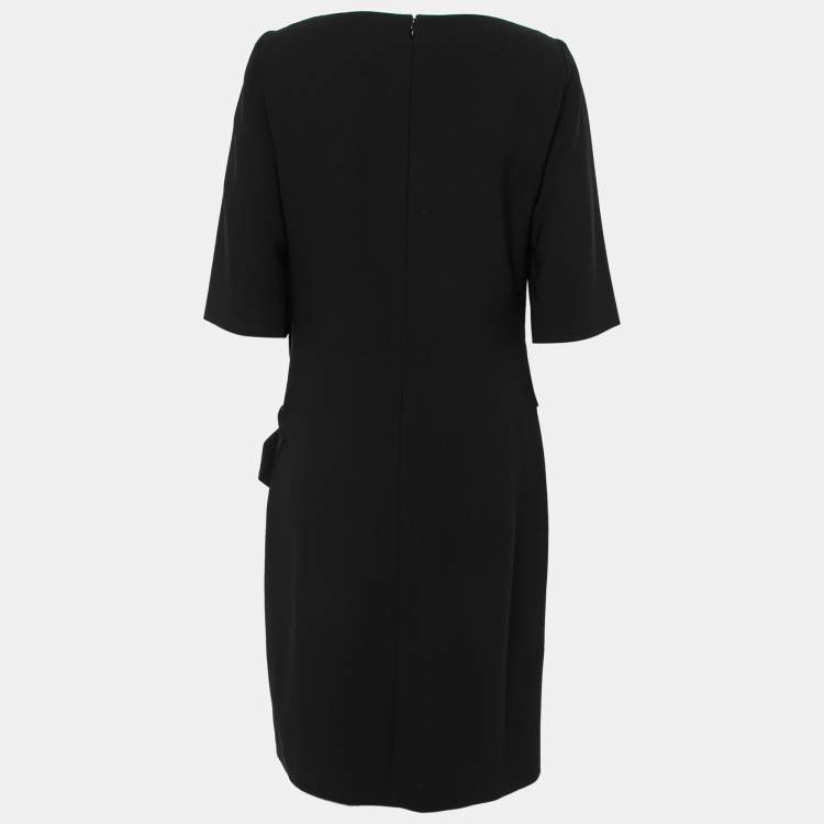 Pre Owned Burberry  Black Crepe Buckle Detail Dress M