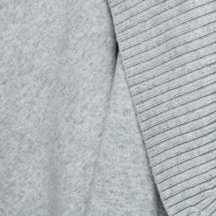 Pre Owned Burberry Light Grey Wool Ribbed Shawl Collar Cape One Size