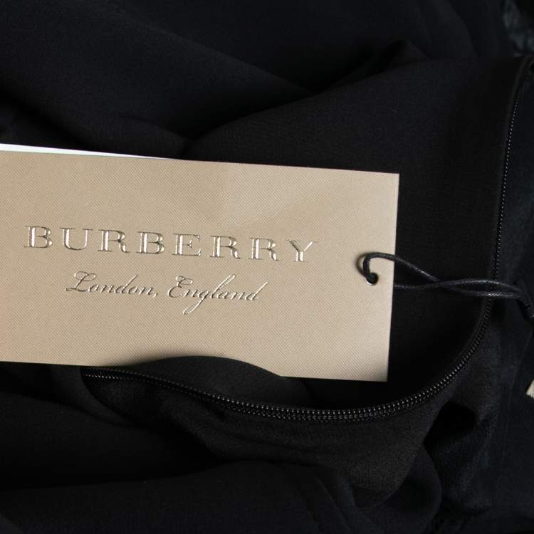 مملوكة مسبقًا Burberry Black Silk D-Ring Detail Short Sleeve Dress S